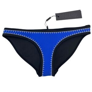 TRIANGL Neoprene bikini bottom in Blue/Black with white stitching Size X-Small